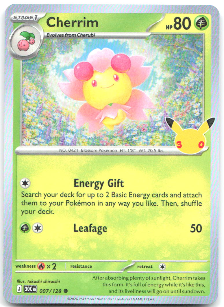 Cherrim Holo Common ME 30th Celebration 007/128 NM takashi shiraishi
