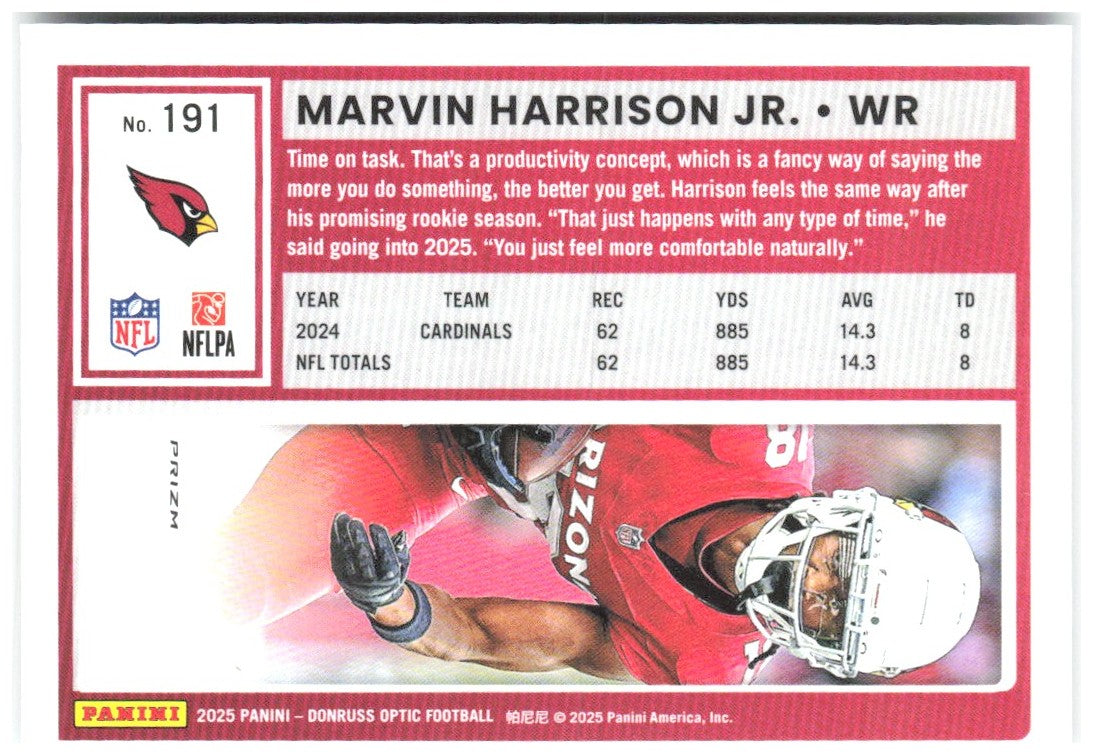 Marvin Harrison Jr. Donruss Optic - Holo 191 2025 Arizona Cardinals