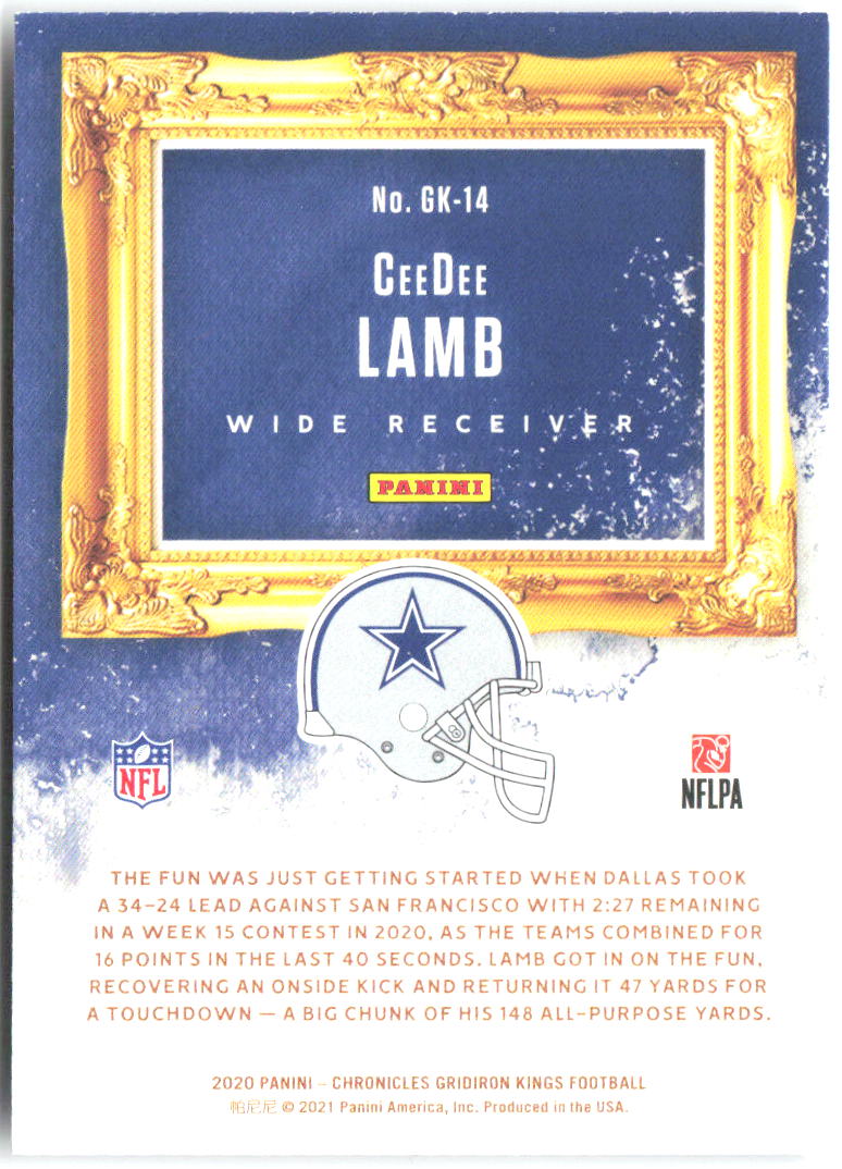 CeeDee Lamb Panini Chronicles - Gridiron Kings GK-14 2020 Dallas Cowboys