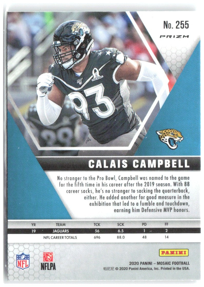 Calais Campbell Panini Mosaic - Prizm Silver 255 2020 Jacksonville Jaguars