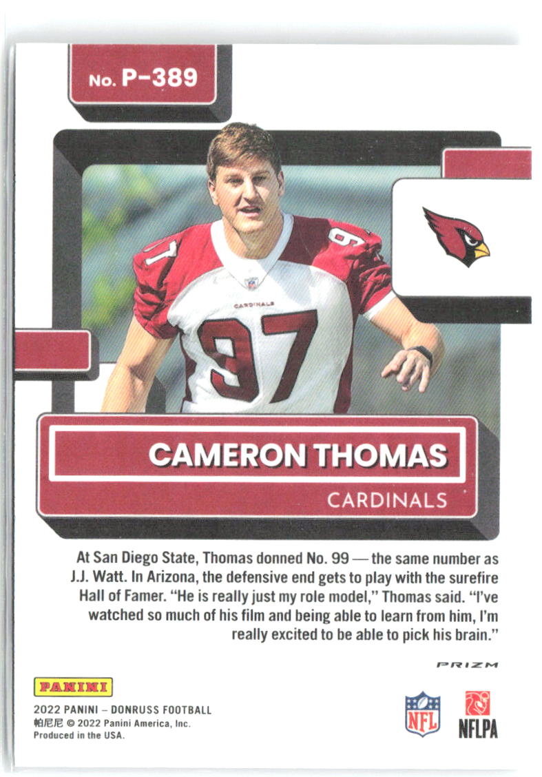 Cameron Thomas Donruss - Optic Rated Rookies Holo P-389 2022 Arizona Cardinals