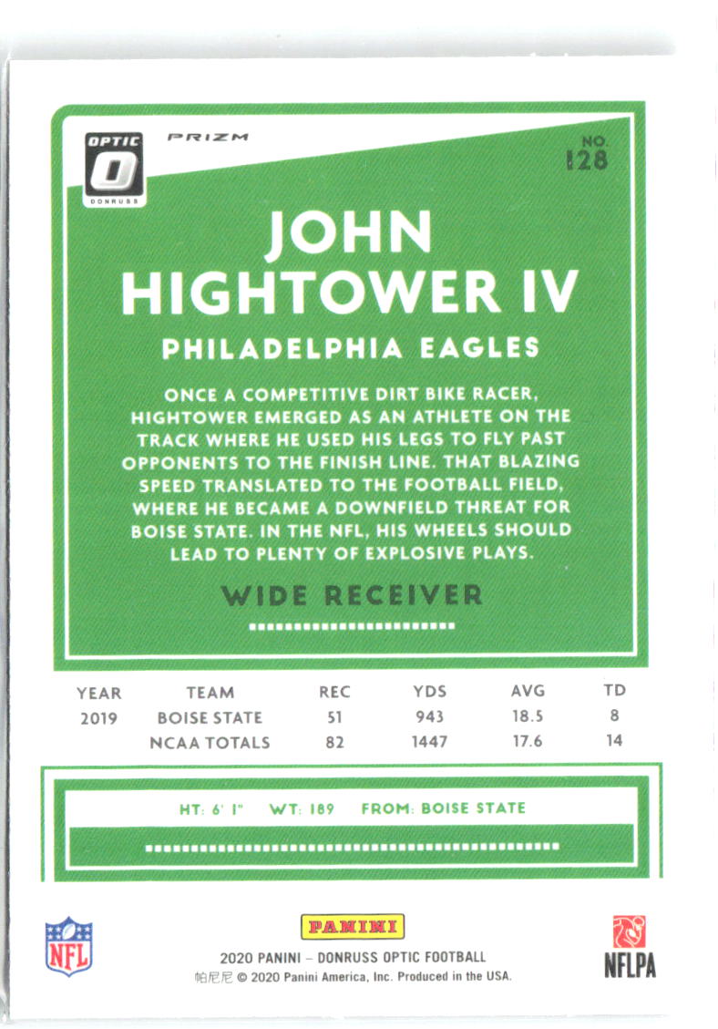 John Hightower IV Donruss Optic - Holo 128 2020 Philadelphia Eagles