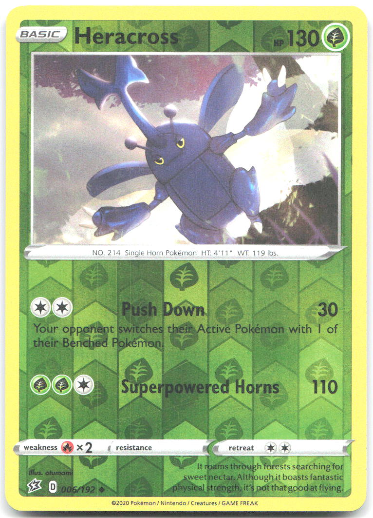 Heracross Reverse Holo Uncommon SWSH02 Rebel Clash 006/192 NM otumami