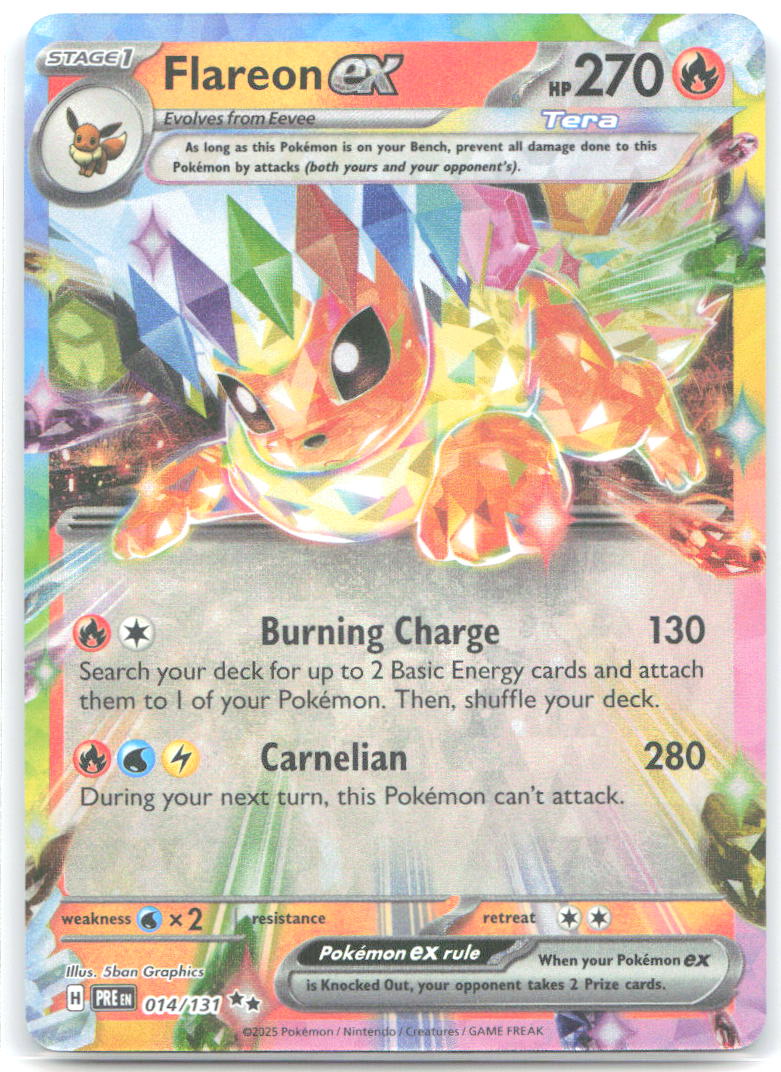 Flareon ex Holo Double Rare SV: Prismatic Evolutions 014/131 NM 5ban Graphics