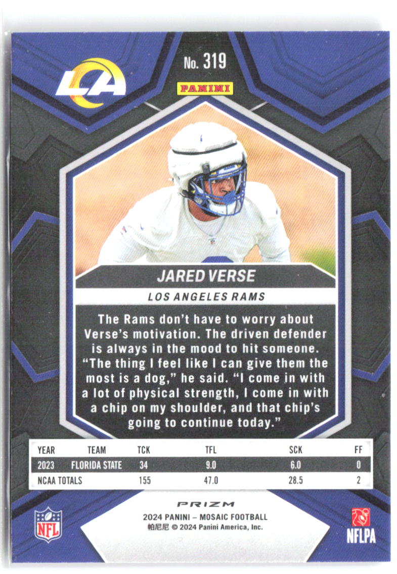 Jared Verse Panini Mosaic - Mosaic Camo Pink 319 2024 Los Angeles Rams