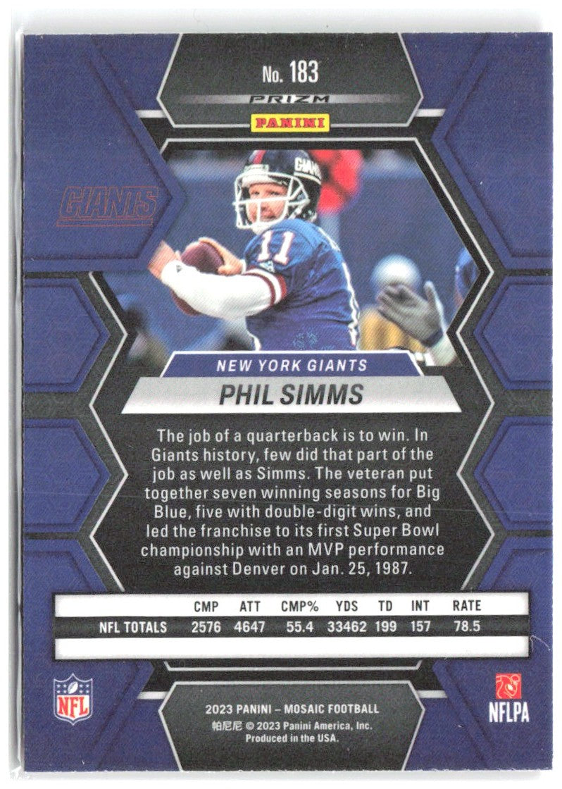 Phil Simms Panini Mosaic - Camo Pink Mosaic 183 2023 New York Giants