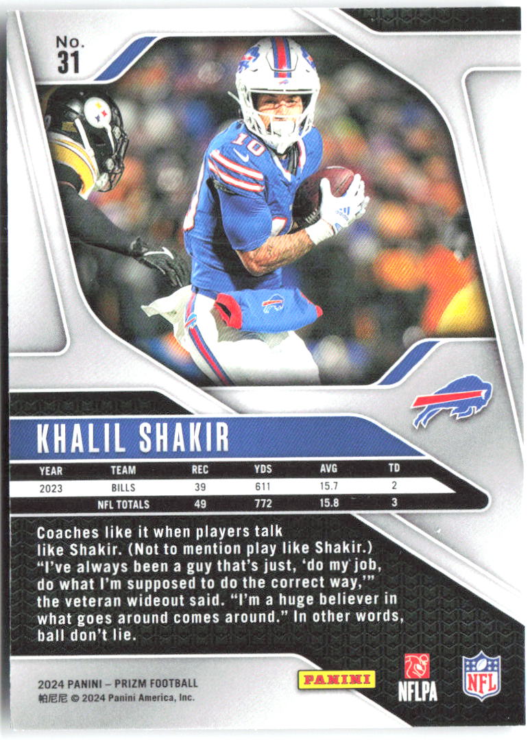 Khalil Shakir Panini Prizm 31 2024 Buffalo Bills