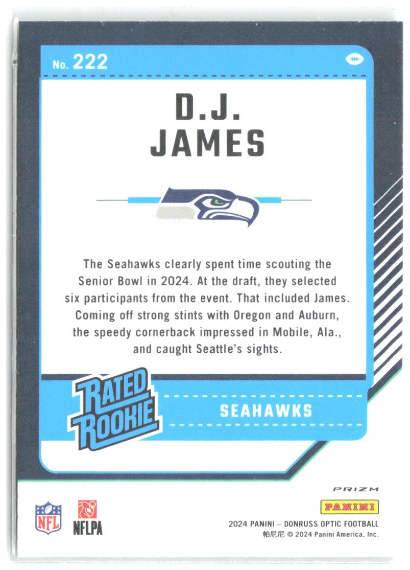 D.J. James Donruss Optic - Green Velocity 222 2024 Seattle Seahawks