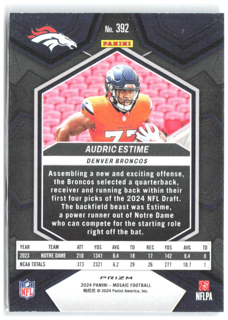Audric Estime Panini Mosaic - Mosaic Reactive Blue 392 2024 Denver Broncos