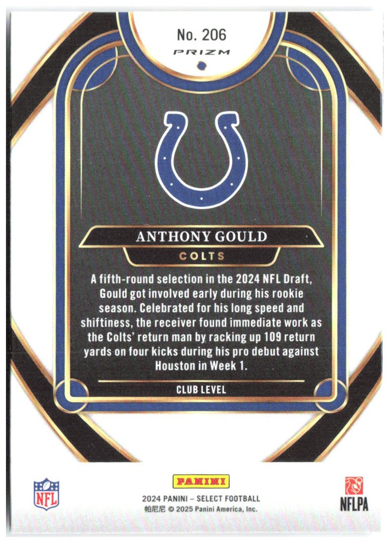 Anthony Gould Panini Select Red & Yellow Prizm Shock 206 2024 Indianapolis Colts