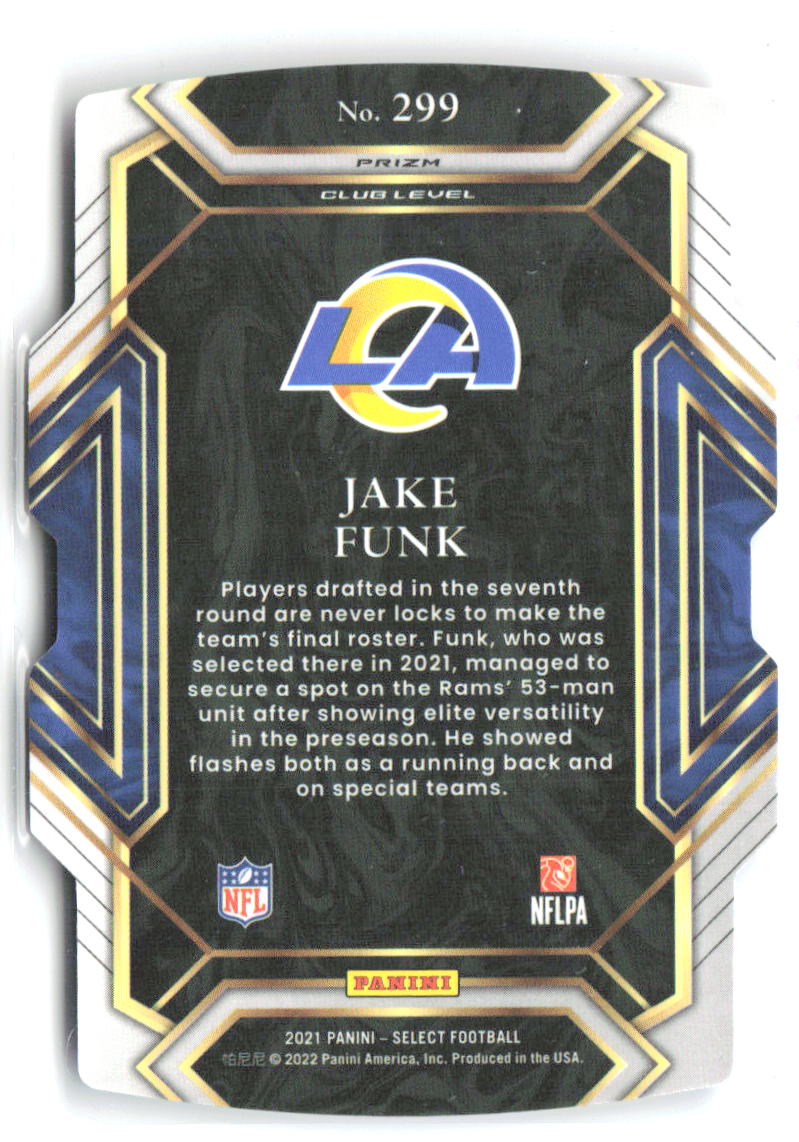 Jake Funk Panini Select - Red and Blue Prizm Die Cut 299 2021 Los Angeles Rams