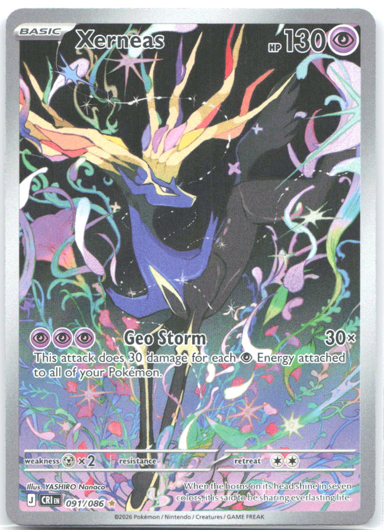 Xerneas Holo Illustration Rare ME04: Chaos Rising 091/086 NM YASHIRO Nanaco