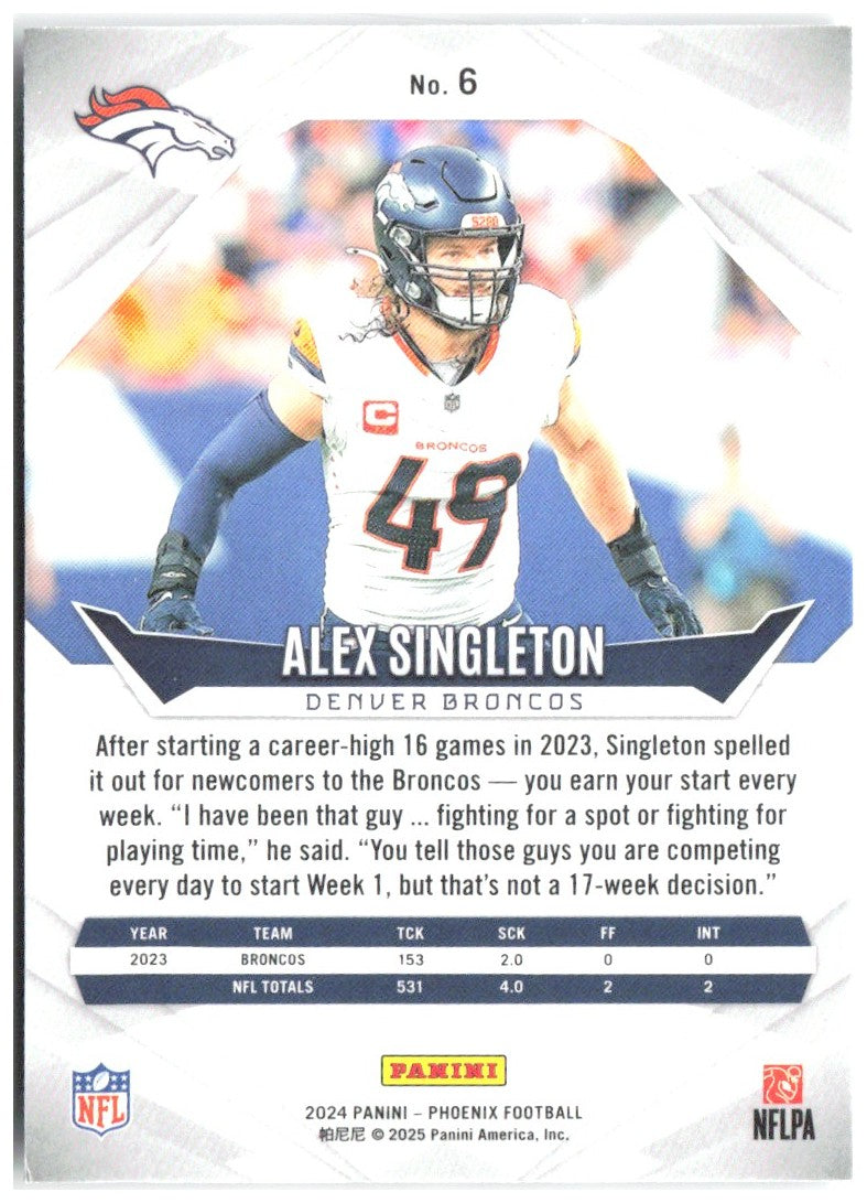 Alex Singleton Panini Phoenix - International 6 2024 Denver Broncos