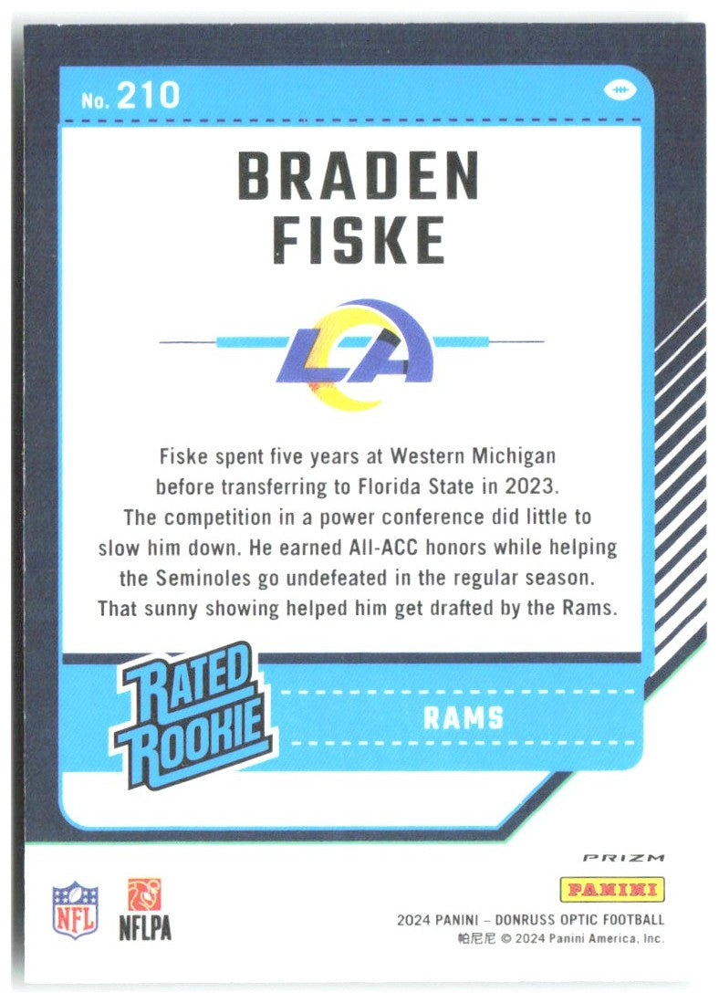 Braden Fiske Donruss Optic - Green Hyper 210 2024 Los Angeles Rams