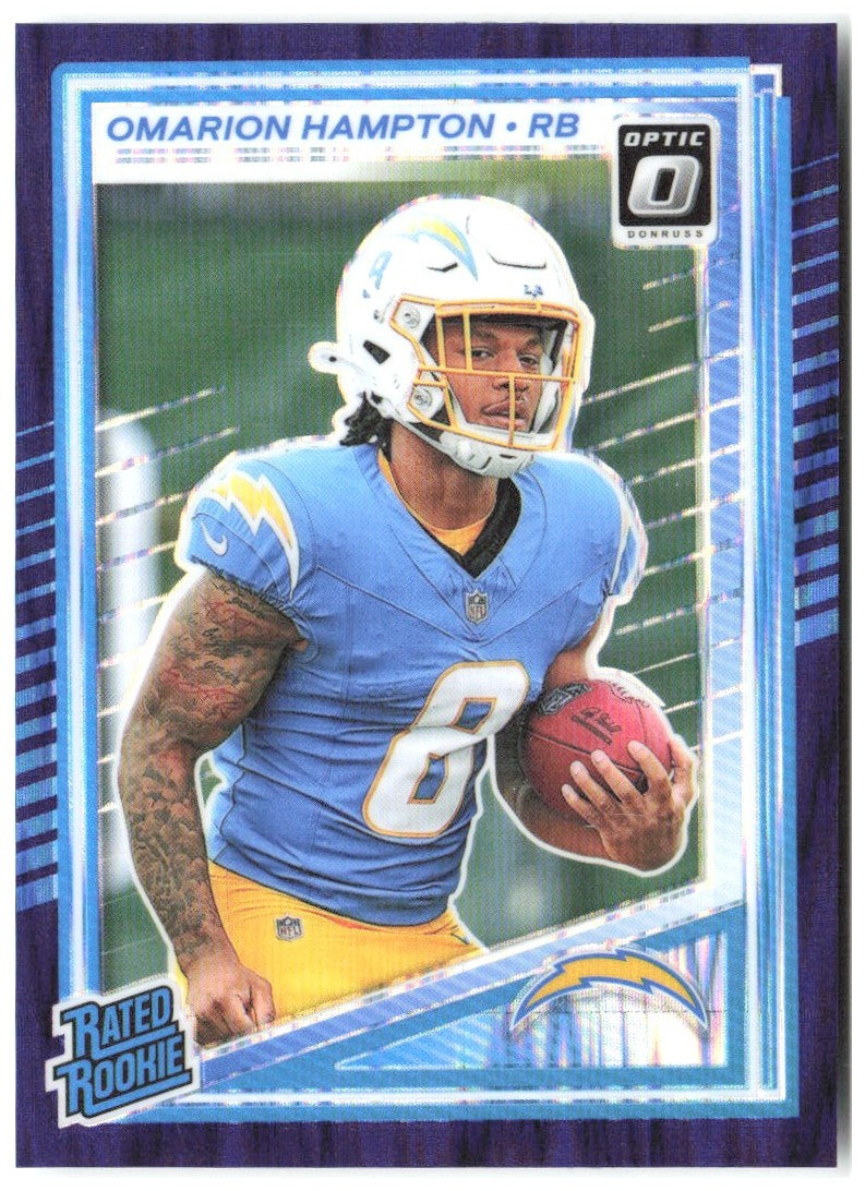 Omarion Hampton Donruss Optic - Purple Shock 212 2025 Los Angeles Chargers