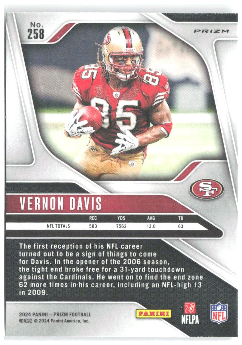 Vernon Davis Panini Prizm - Silver 258 2024 San Francisco 49ers