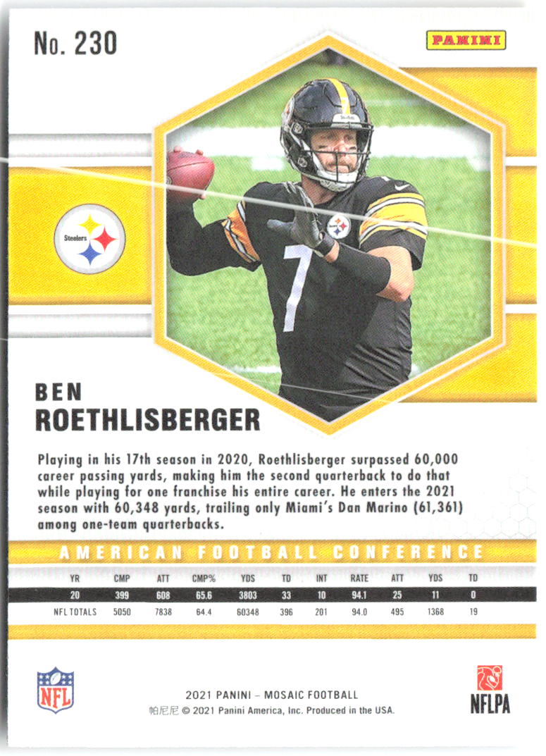 Ben Roethlisberger Panini Mosaic 230 2021 Pittsburgh Steelers