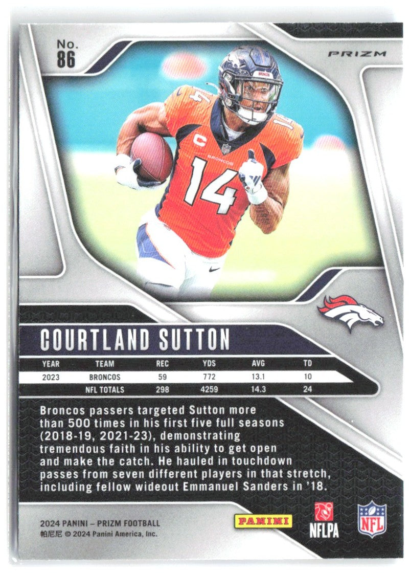 Courtland Sutton Panini Prizm - Red White and Blue 86 2024 Denver Broncos