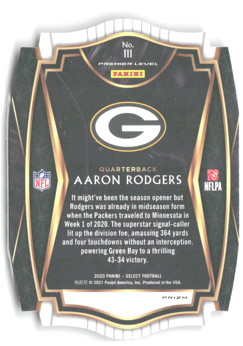 Aaron Rodgers Panini Select - Red Prizm Die Cut 111 2020 Green Bay Packers