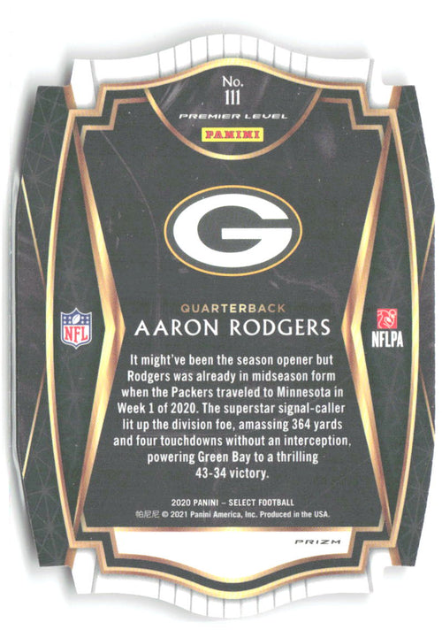 Aaron Rodgers Panini Select - Red Prizm Die Cut 111 2020 Green Bay Packers