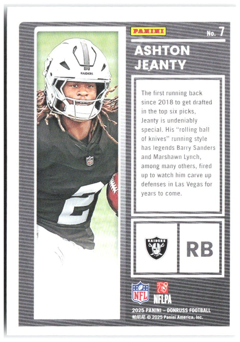 Ashton Jeanty Donruss - The Rookies 7 2025 Las Vegas Raiders