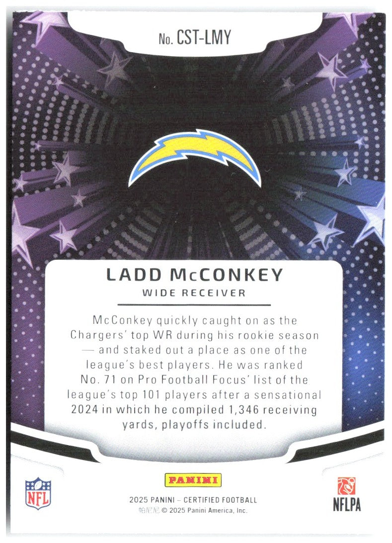 Ladd McConkey Panini Certified Certified Stars CST-LMY 2025 Los Angeles Chargers