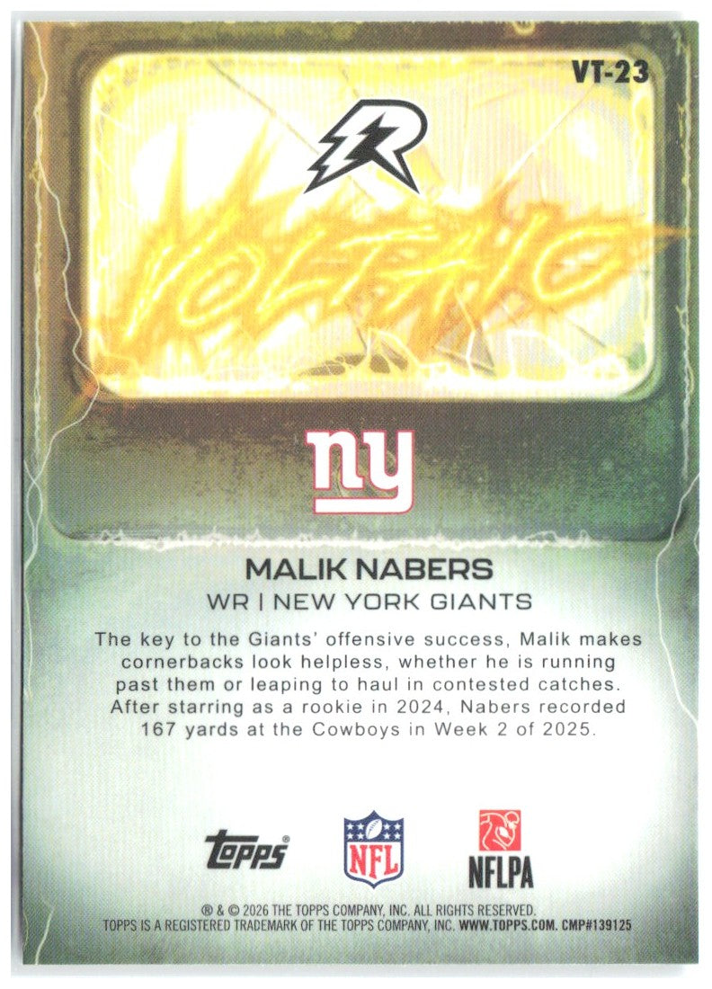 Malik Nabers Topps Resurgence - Voltaic VT-23 2025 New York Giants