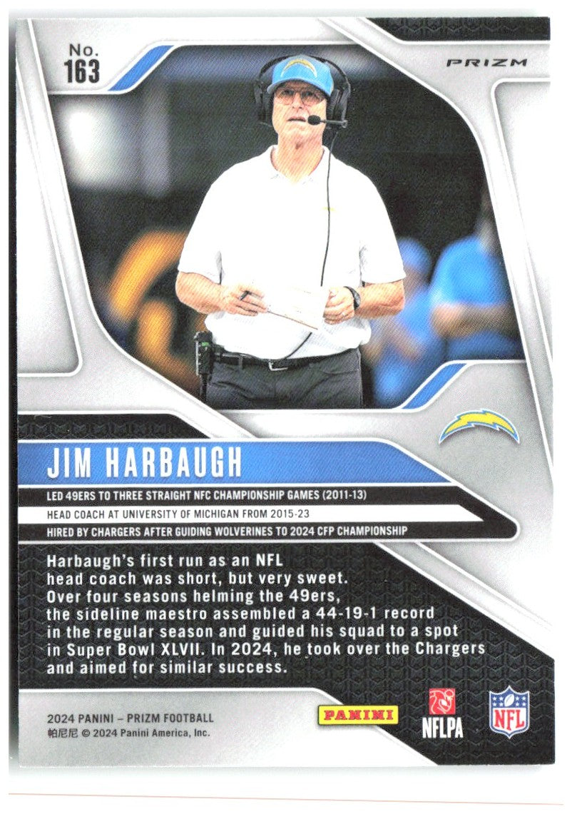 Jim Harbaugh Panini Prizm - Neon Green Pulsar 163 2024 Los Angeles Chargers