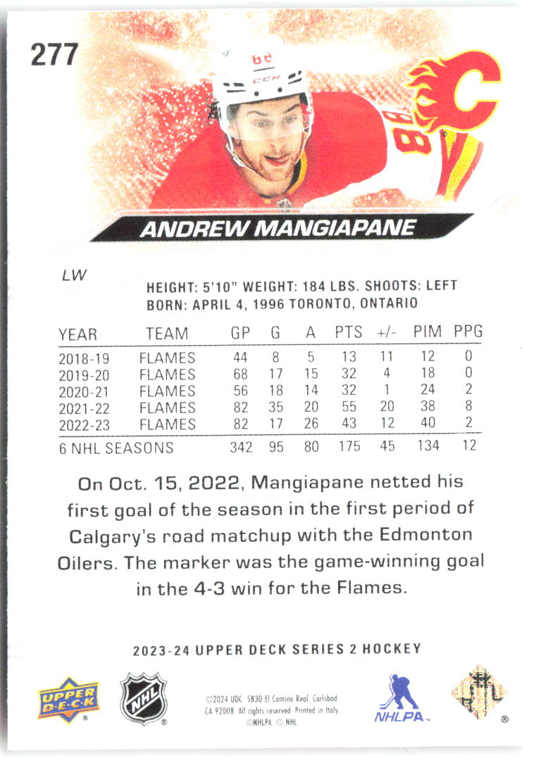 Andrew Mangiapane Upper Deck 277 2023-24 Calgary Flames