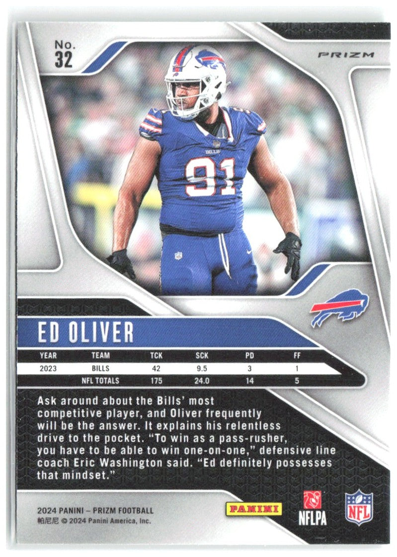 Ed Oliver Panini Prizm - Green 32 2024 Buffalo Bills