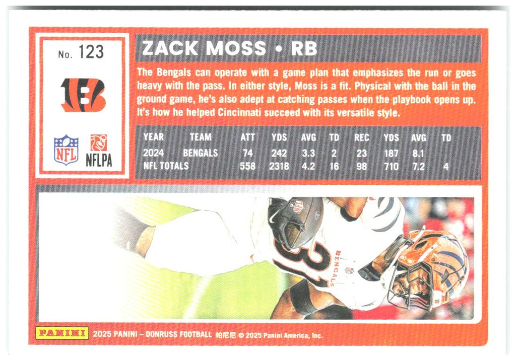 Zack Moss Donruss - Press Proofs Green 123 2025 Cincinnati Bengals