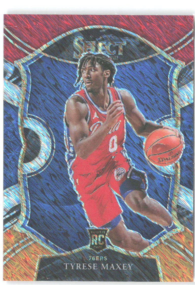 Tyrese Maxey Select - Red White Orange Shimmer 81 2020-21 Philadelphia 76ers