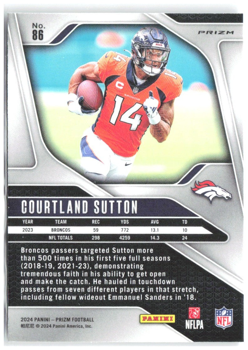 Courtland Sutton Panini Prizm - Silver 86 2024 Denver Broncos