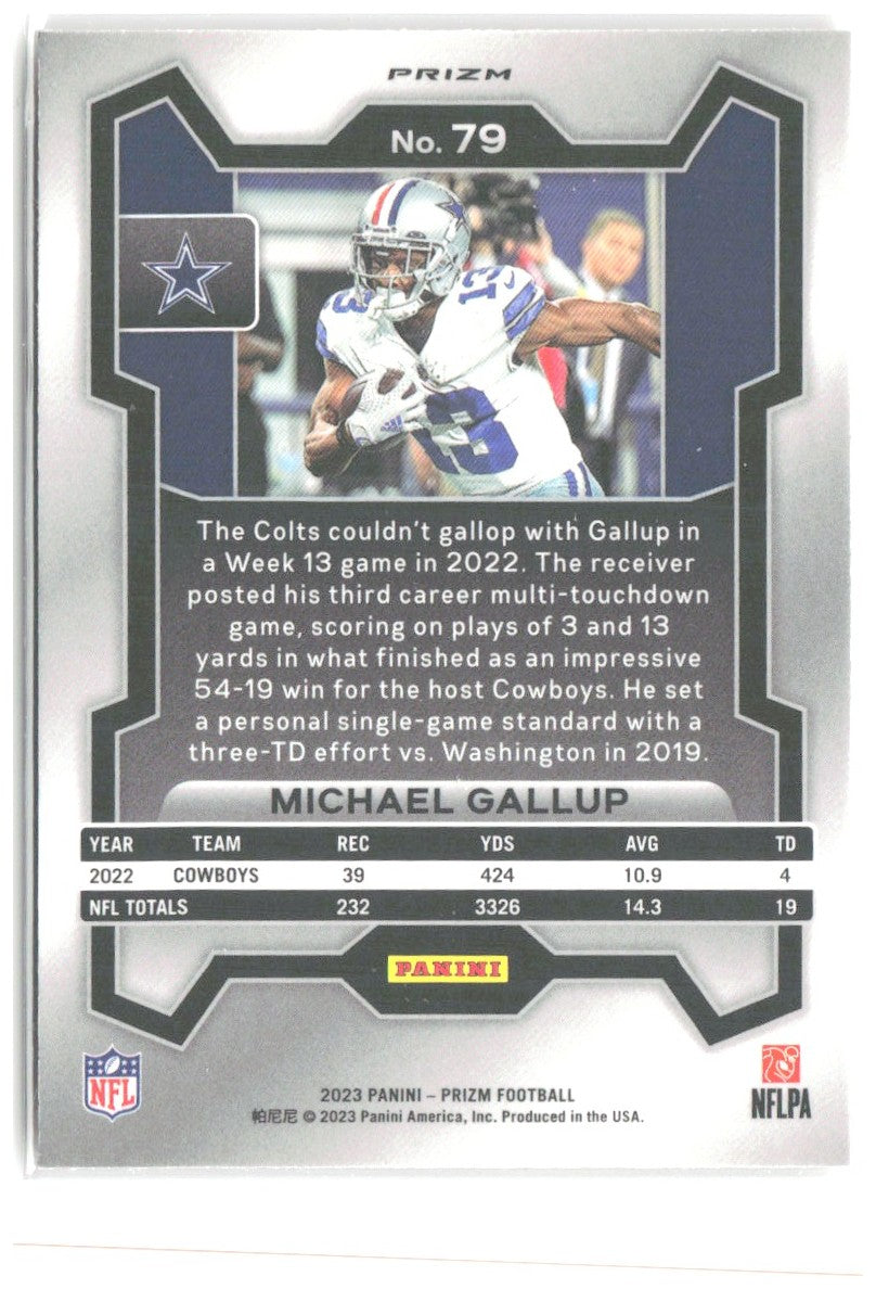 Michael Gallup Panini Prizm - Lazer 79 2023 Dallas Cowboys
