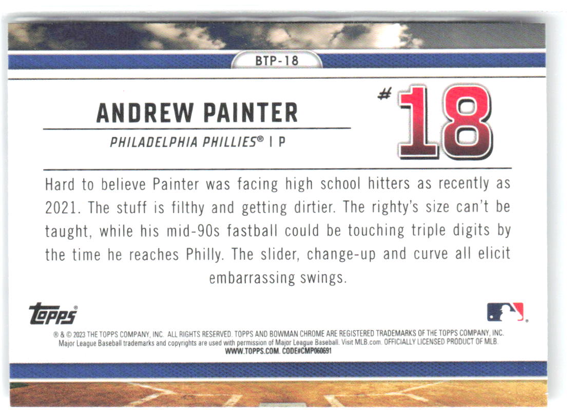 Andrew Painter Bowman - Bowman Scouts Top 100 BTP-18 2023 Philadelphia Phillies