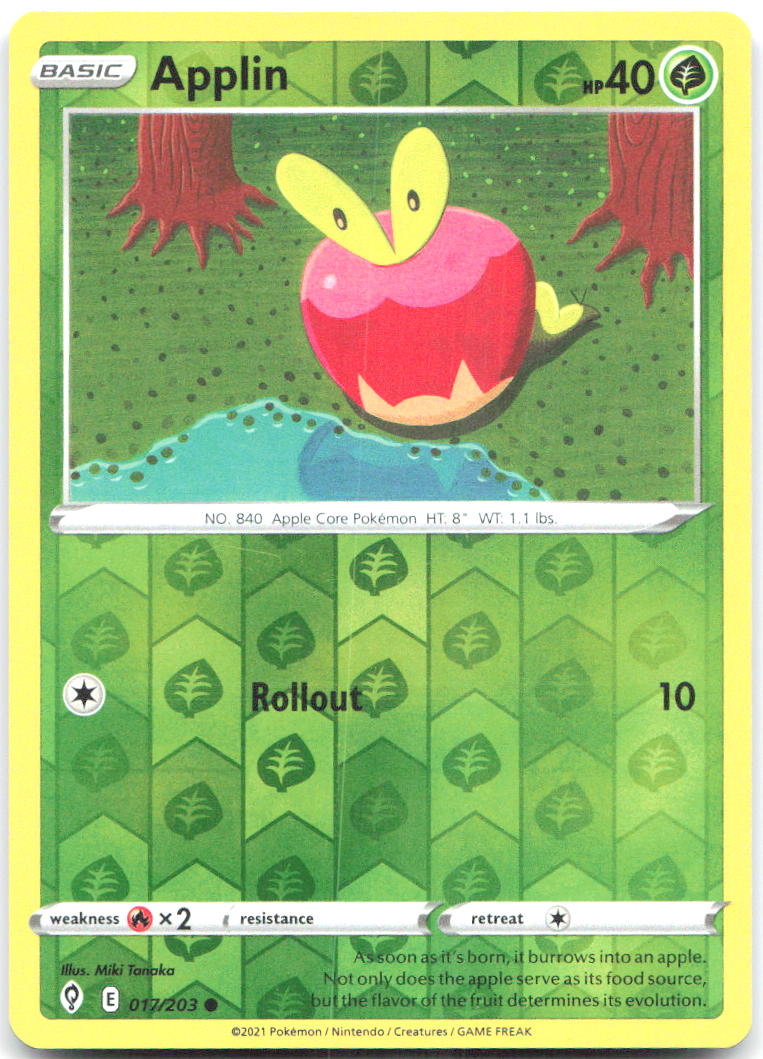 Applin Reverse Holo Common SWSH07 Evolving Skies 017/203 NM Miki Tanaka