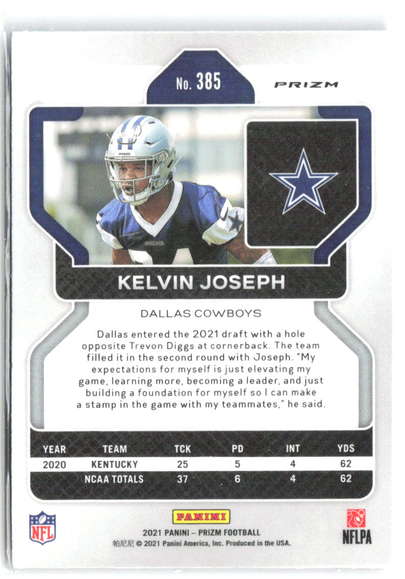 Kelvin Joseph Panini Prizm - Red White and Blue 385 2021 Dallas Cowboys