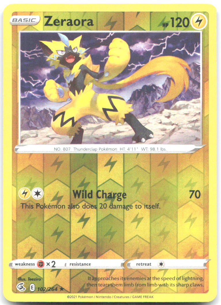 Zeraora Reverse Holo Rare SWSH08 Fusion Strike 102/264 NM Teezira