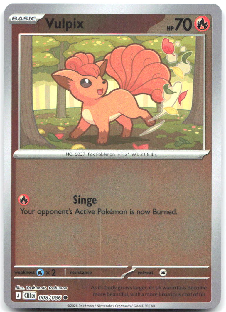 Vulpix Reverse Holo Common ME04 Chaos Rising 008/086 NM Yoshimoto Yoshimon