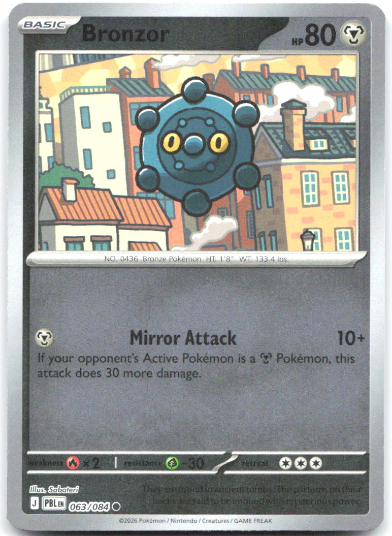 Bronzor Reverse Holo Common ME05 Pitch Black 063/084 NM Saboteri