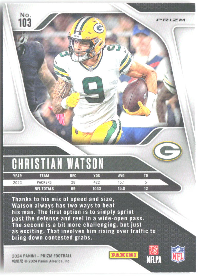 Christian Watson Panini Prizm - Disco 103 2024 Green Bay Packers