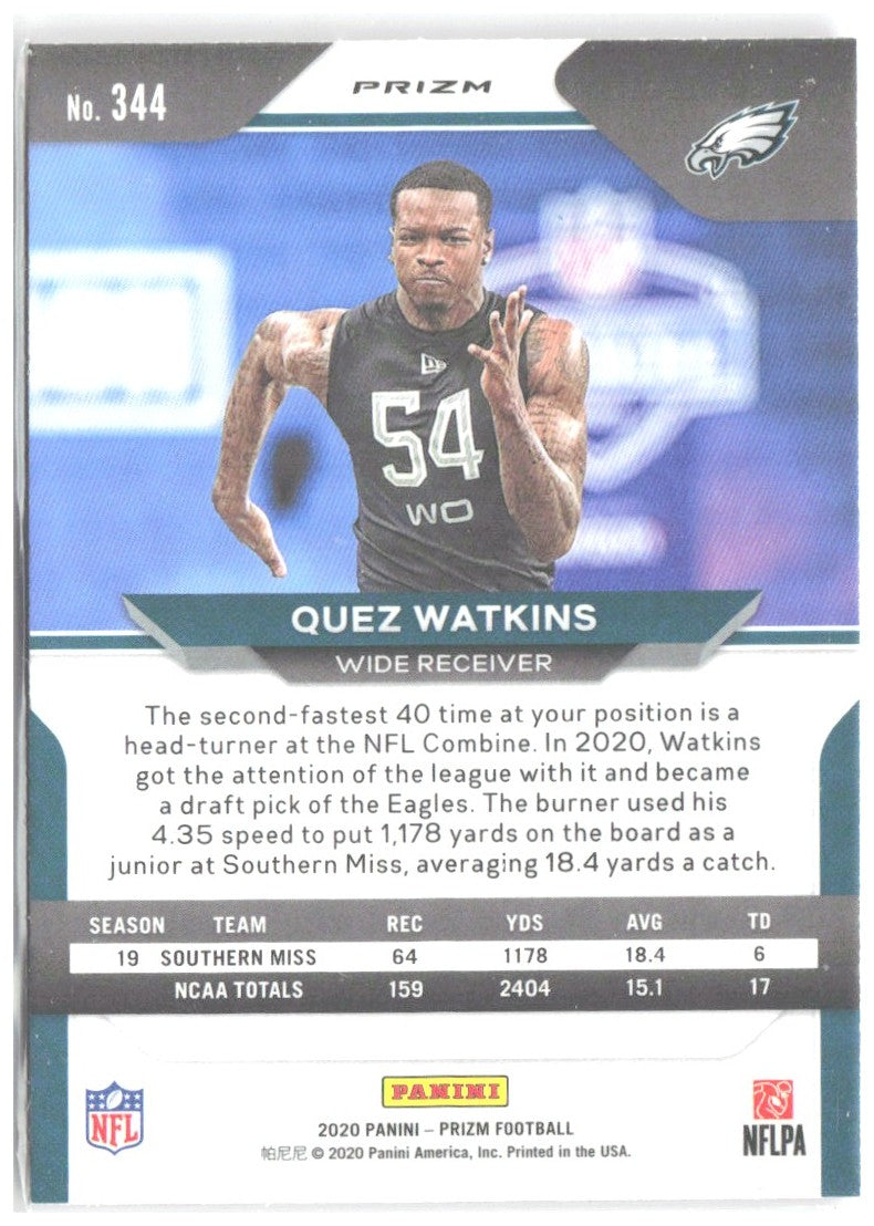 Quez Watkins Panini Prizm - Prizm Pink 344 2020 Philadelphia Eagles