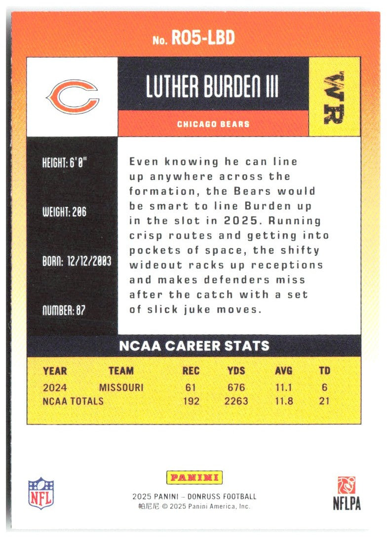 Luther Burden III Donruss - Retro 2005 R05-LBD 2025 Chicago Bears
