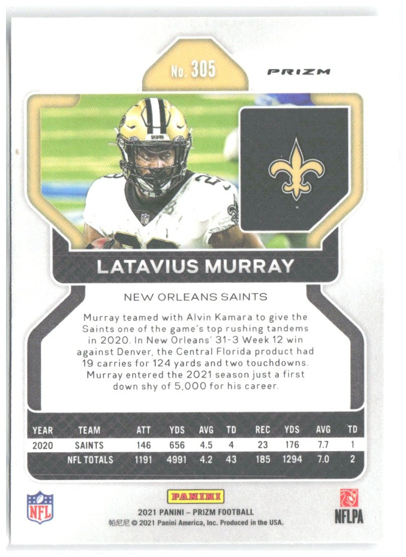 Latavius Murray Panini Prizm - Silver 305 2021 New Orleans Saints