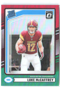 Luke McCaffrey Donruss - Optic Rated Rookies Red and Green 302 2024 Commanders