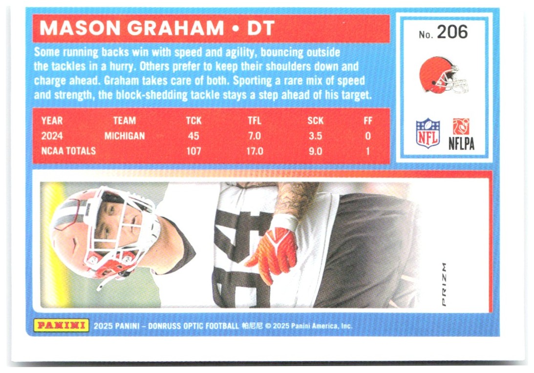 Mason Graham Donruss Optic - Holo 206 2025 Cleveland Browns