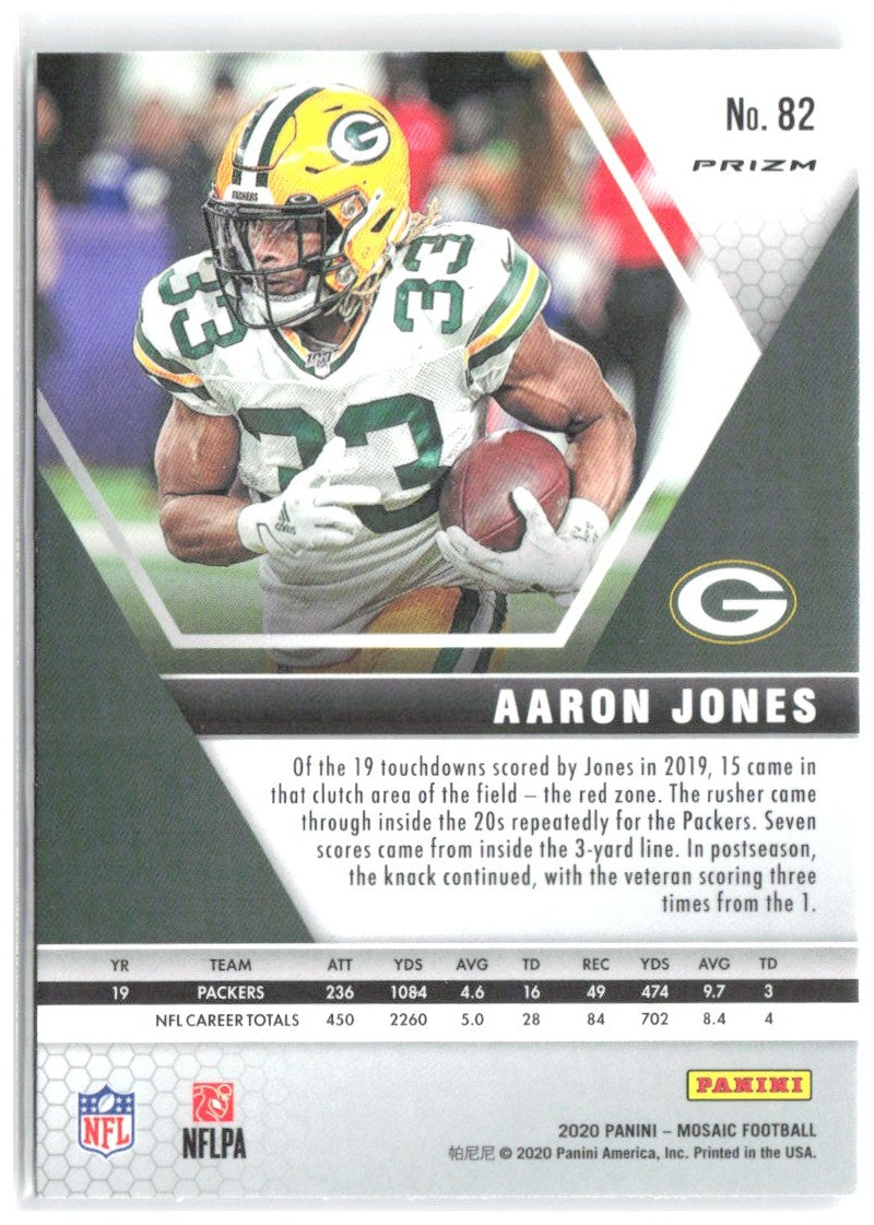 Aaron Jones Panini Mosaic - Prizm 82 2020 Green Bay Packers