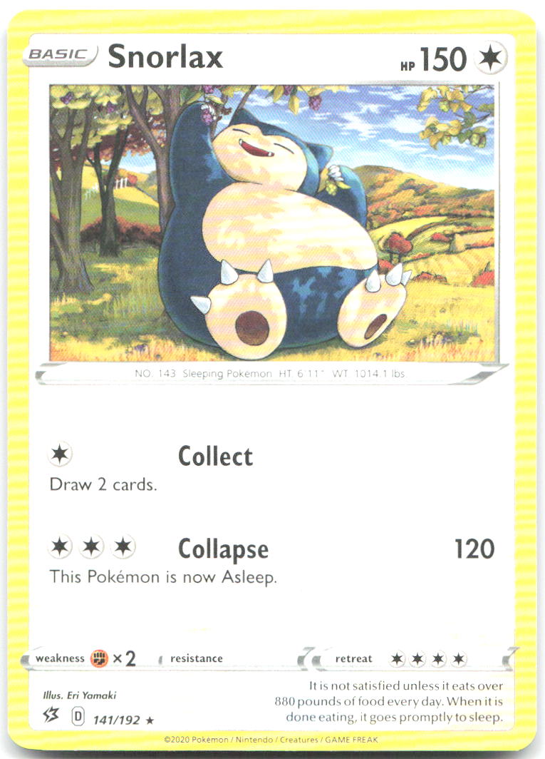 Snorlax Rare SWSH02: Rebel Clash 141/192 NM Eri Yamaki