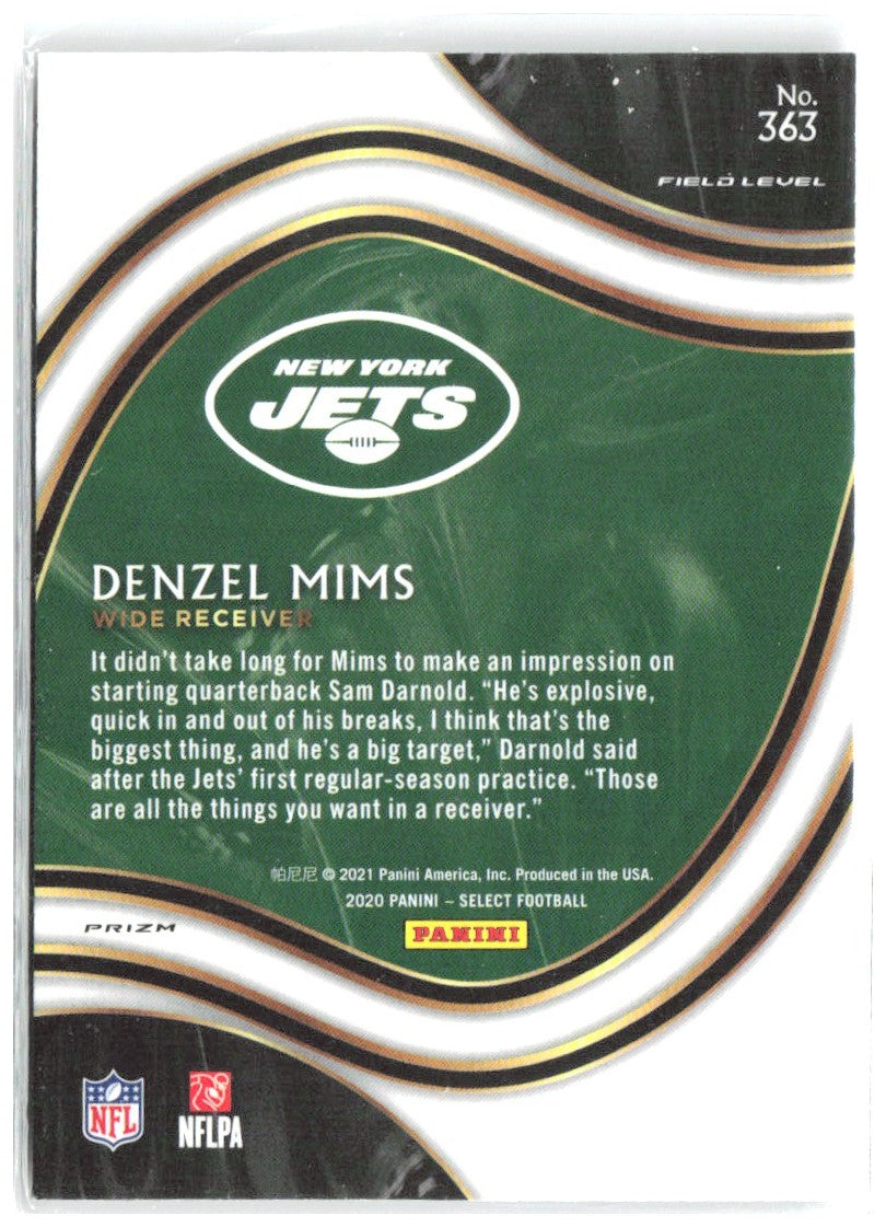 Denzel Mims Panini Select - Silver Prizm 363 2020 New York Jets
