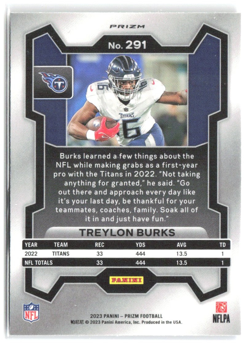 Treylon Burks Panini Prizm - Red White and Blue 291 2023 Tennessee Titans